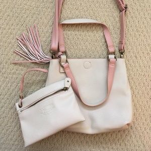 GH Bass Pink/Cream Reversible Leather handbag
